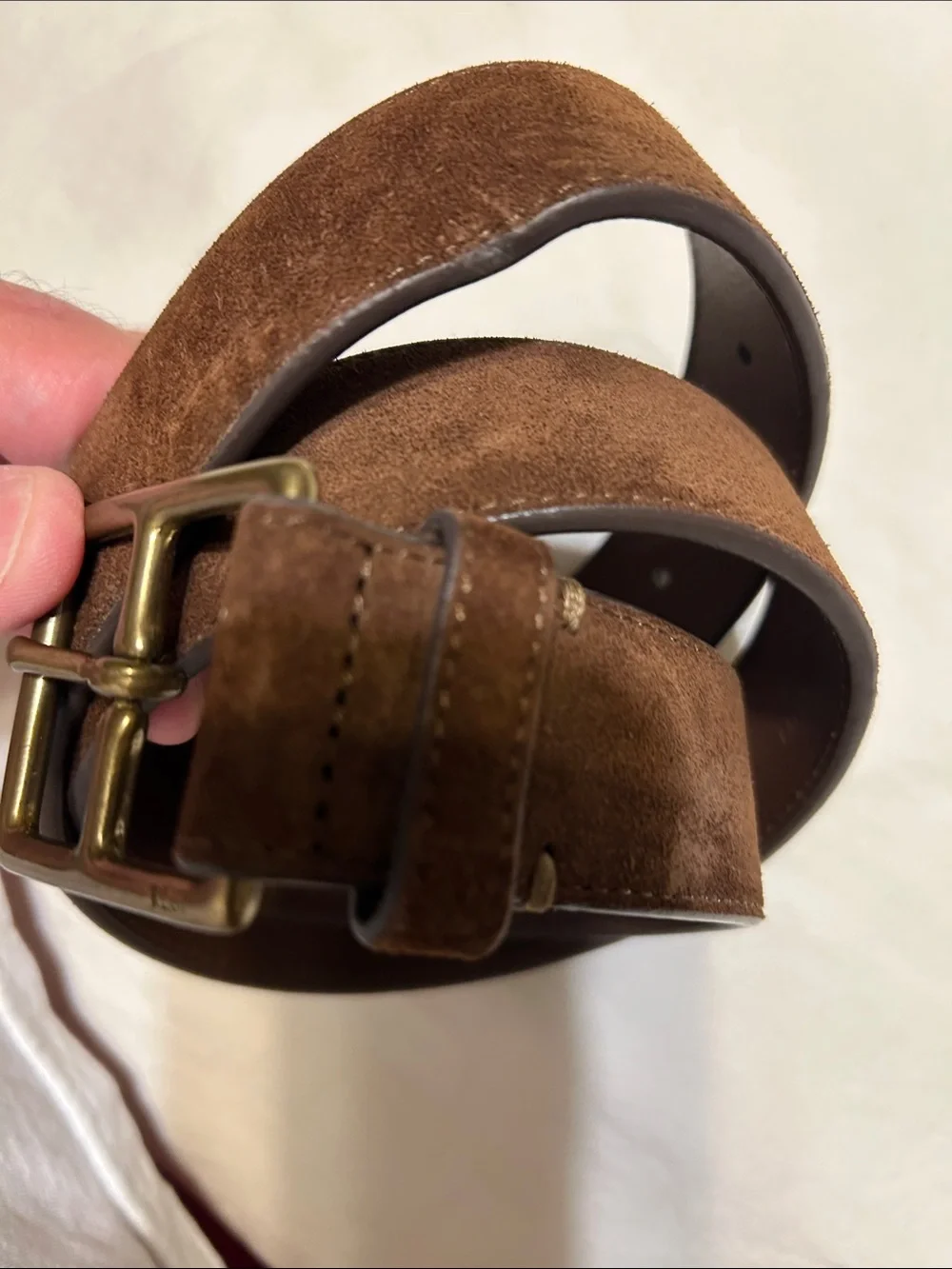 Polo by Ralph Lauren Brown Suede Belt with Brass Buckle